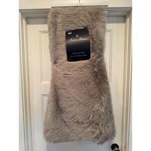 NWT Brooks Brothers Faux Fur Throw Blanket 50" X 70" Luxe Greige Soft, Cozy